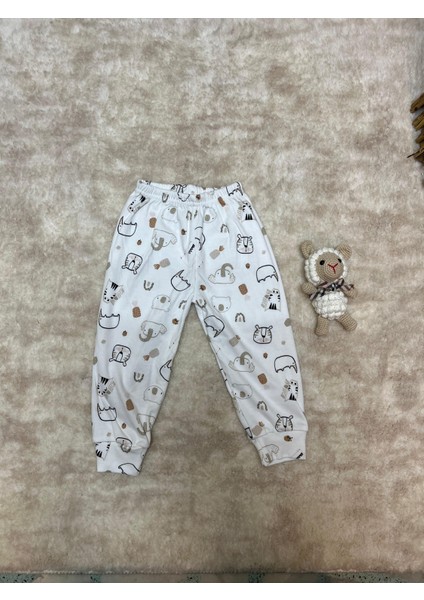 Krem Renkli Minimal Desenli 2’li Bebek Takımı – %100 Pamuk, Uzun Kollu Üst & Pantolon modelleri