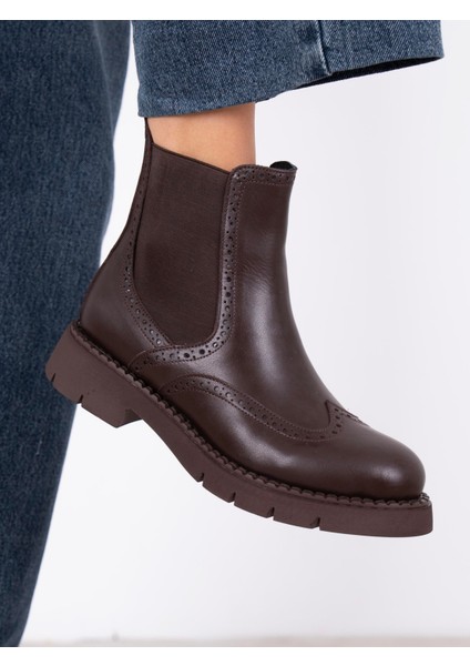 Nayumi Kahve Hakiki Deri Kadın Bot