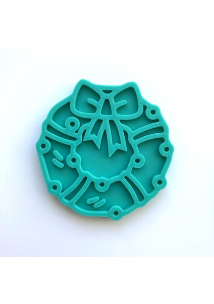 Yılbaşı Çelenk Figürlü Kurabiye Kalıbı | Fiyonklu ve Süslemeli | Yeni Yıl, Noel Kutlamaları | Hamur, Kil ve Şeker Hamuru Damgası modelleri