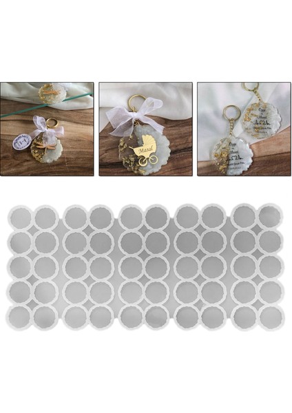 Epoksi Silikon Kalıp Tırtıklı Geode Anahtarlık Kalıbı 4.8 cm 50 Li