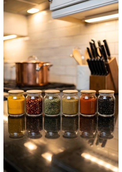 6’lı Vakumlu Cam Saklama Kabı Seti – 275 cc Bambu Kapaklı modelleri