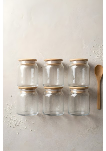 6’lı Vakumlu Cam Saklama Kabı Seti – 275 cc Bambu Kapaklı fırsatları