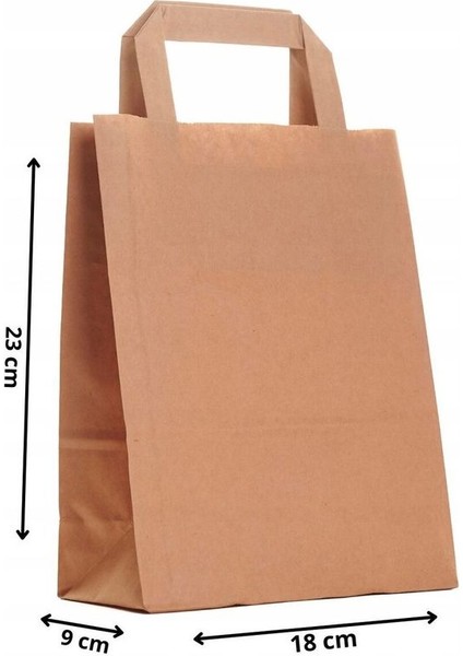 18X9X23 Düz Saplı 70GSM Recycle Kağıt (Kraft) Poşet/hediye Poşeti (100 Adet)