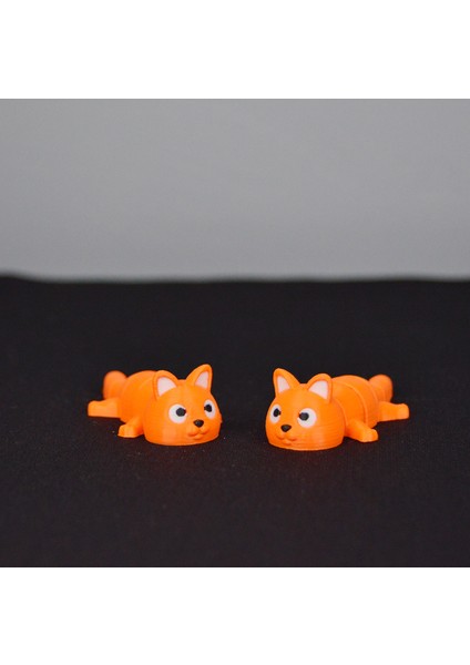 3D Hareketli Eklemli Turuncu Kedi Küçük Dekoratif Figür ve Süs