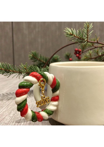 3D Kabartmalı Yeni Yıl 2026 Veya Harf Charm Hediyeli El Yapımı Seramik Kokinalı Kupa Bardak Mug indirimleri
