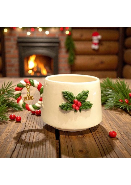 3D Kabartmalı Yeni Yıl 2026 Veya Harf Charm Hediyeli El Yapımı Seramik Kokinalı Kupa Bardak Mug