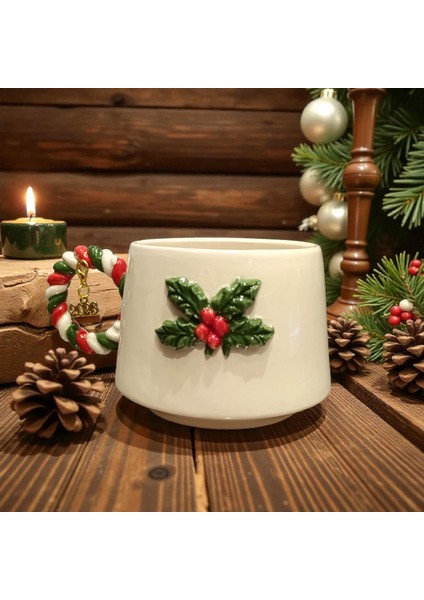 3D Kabartmalı Yeni Yıl 2026 Veya Harf Charm Hediyeli El Yapımı Seramik Kokinalı Kupa Bardak Mug