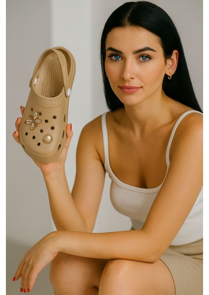 Kadın Crox Sabo Terlik Krem Renk