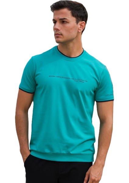 25-5206 Erkek Bisiklet Yaka Baskılı T-Shirt modelleri