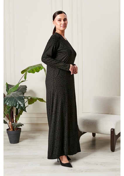 Kadın Buyuk Beden Yakası Taşlı Penye Elbise modelleri