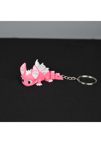 3D Hareketli Eklemli Pembe Ejderha Çanta Süsü ve Anahtarlık modelleri