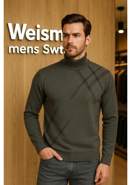 Pamuk Erkek Kazak Yarım Balıkcı Yaka