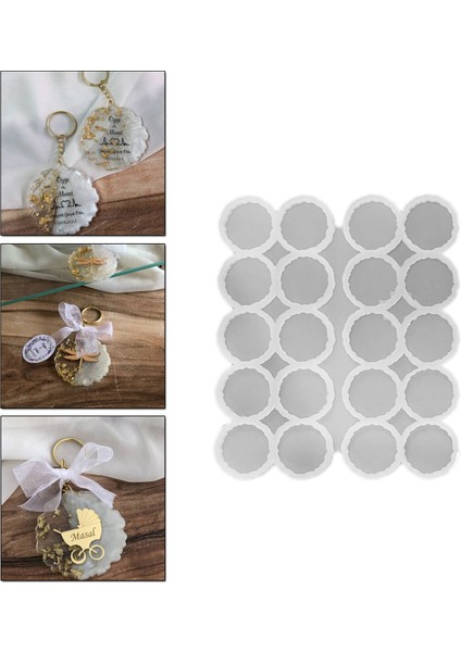 Epoksi Silikon Kalıp Tırtıklı Geode Anahtarlık Kalıbı 4.8 cm 20 Li