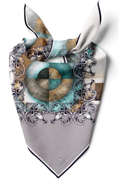 %100 Ipek Kadın Desenli Bandana 80X80