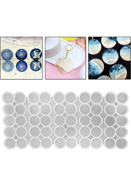 Epoksi Silikon Kalıp Yuvarlak Delikli Anahtarlık Kalıbı 5 cm 50 Li