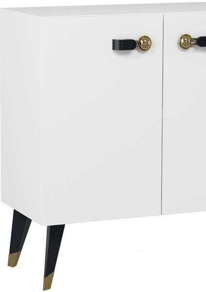 8222-64CT KB150 Konsol,tv Ünitesi Beyaz-Altın-Siyah fırsatları