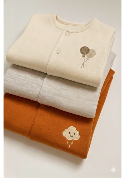 %100 Pamuk Aç/kapa Patikli Ekstra Yumuşak Doku Tulum Seti Oeko-Tex Sertifikalı