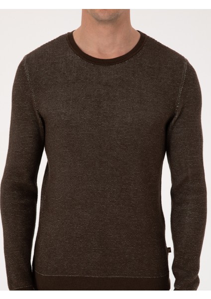 Erkek Kahverengi Slim Fit Kazak 50318983-VR029