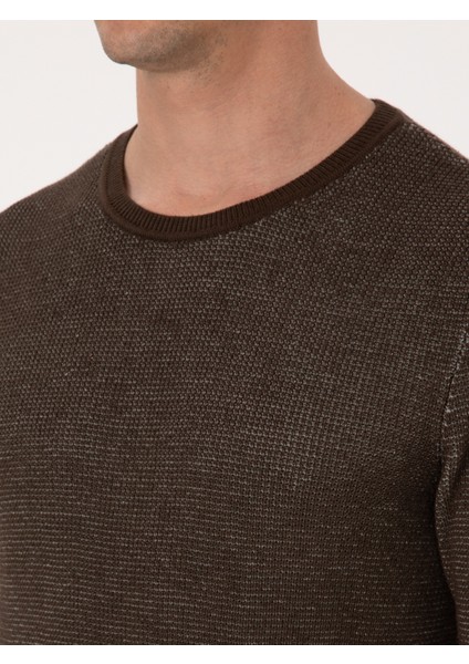 Erkek Kahverengi Slim Fit Kazak 50318983-VR029