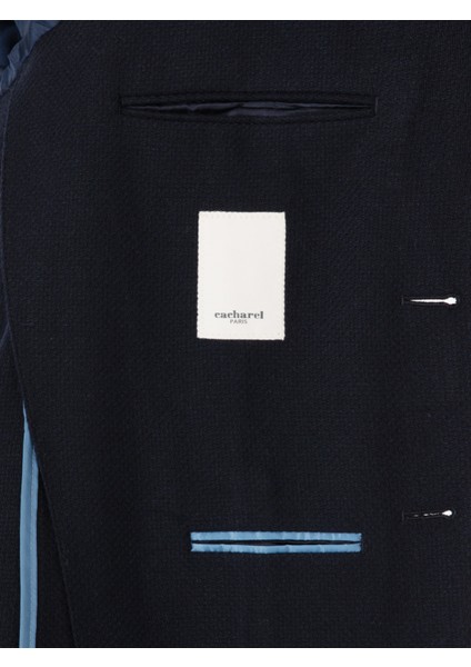 Erkek Lacivert Slim Fit Yün Karışımlı Spor Ceket 50270156-VR033