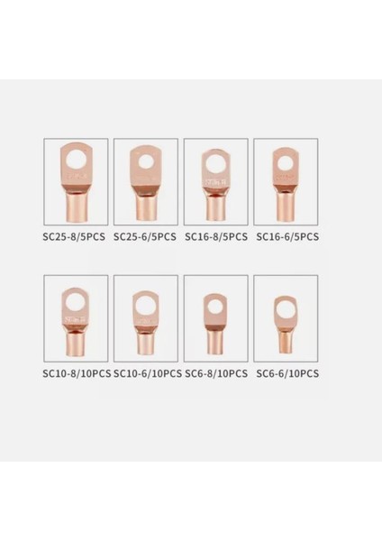 60 Adet Skp Sıkmalı Kablo Pabucu Bakır 6-25MM 8 Çeşit Şeffaf Çantada fiyatları