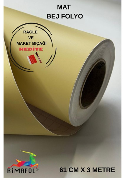 Mat Bej Mobilya Dolap Kaplama Folyosu 61 cm x 3 Metre