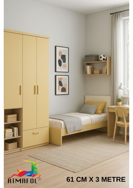 Mat Bej Mobilya Dolap Kaplama Folyosu 61 cm x 3 Metre fırsatları