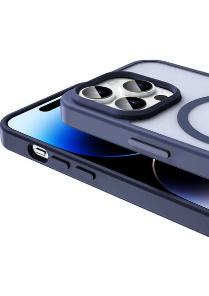 iPhone 14 Pro Kılıf M-Safe Şarj Özellikli Mat Arka Yüzey Zore Sio Kapak - Derin Mor fırsatları