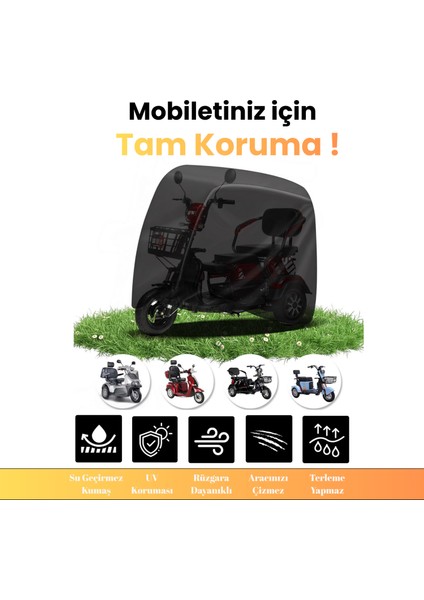 Siyah Tek Koltuklu Elektrikli Motosiklet Brandası, 3 Tekerlekli Moped Brandası fiyatları