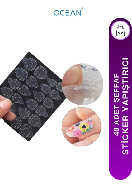 Şeffaf Tırnak Yapıştırıcısı Sticker 48 Adet