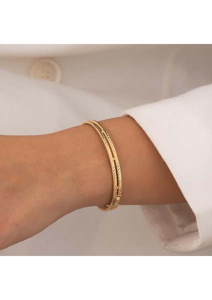 Iki Sıra 14 Ayar Altın Kelepçe