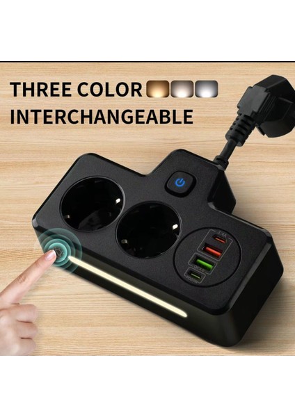 Çok Fonksiyonlu Akım Korumalı Priz ve USB Şarj Istasyonu - Ayarlanabilir Gece Lambalı fiyatları