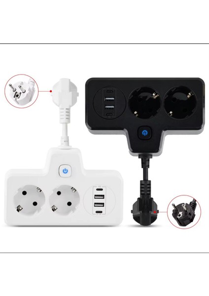 Çok Fonksiyonlu Akım Korumalı Priz ve USB Şarj Istasyonu - Ayarlanabilir Gece Lambalı modelleri