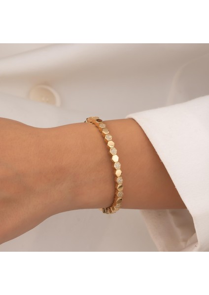 Taşlı Spor Model 14 Ayar Altın Kelepçe