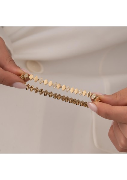 Taşlı Damla Model 14 Ayar Altın Kelepçe modelleri