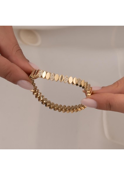 Taşlı Damla Model 14 Ayar Altın Kelepçe fırsatları