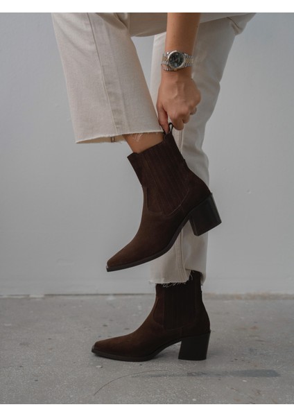 Rudyy Kahve Süet Hakiki Deri Kadın Bot