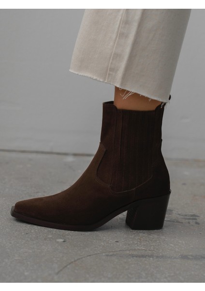 Rudyy Kahve Süet Hakiki Deri Kadın Bot modelleri