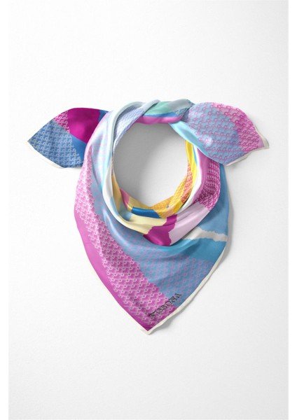 %100 Ipek Kadın Desenli Bandana 80X80