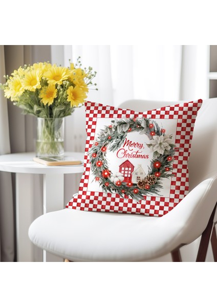 Çelenk Desen Kadife Kırlent Kılıfı 43X43 cm Çift Taraf Baskılı Fermuarlı fiyatları