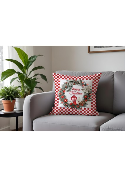 Çelenk Desen Kadife Kırlent Kılıfı 43X43 cm Çift Taraf Baskılı Fermuarlı fırsatları