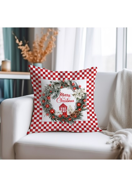 Çelenk Desen Kadife Kırlent Kılıfı 43X43 cm Çift Taraf Baskılı Fermuarlı indirimleri