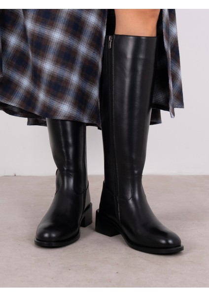 Zirya Siyah Hakiki Deri Kadın Çizme modelleri