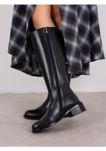 Zirya Siyah Hakiki Deri Kadın Çizme fırsatları
