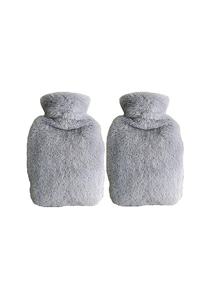 Sicak Su Torbasi 2 Adet,yan Cepli̇ Gri̇ Peluş Termofor 27X17X2CM 750ML