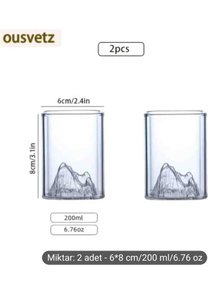2 Adet Yüksek Kaliteli 3D Dağ Görüntülü Viski Bardakları fiyatları