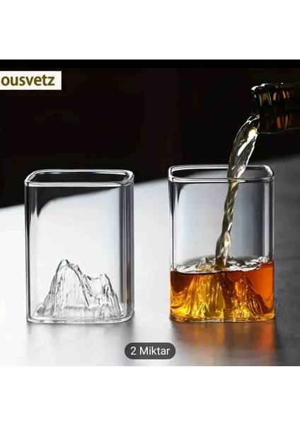2 Adet Yüksek Kaliteli 3D Dağ Görüntülü Viski Bardakları modelleri