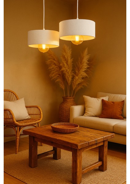 Ikili Beton Görünümlü Oval Avize Sarkıt, Toz Tutmayan, Vegan, Oturma Odası Salon Mutfak Çocuk Odası fırsatları