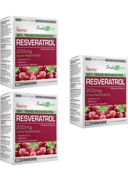 Resveratrol 200 Mg 60 Kapsül 3 Adet