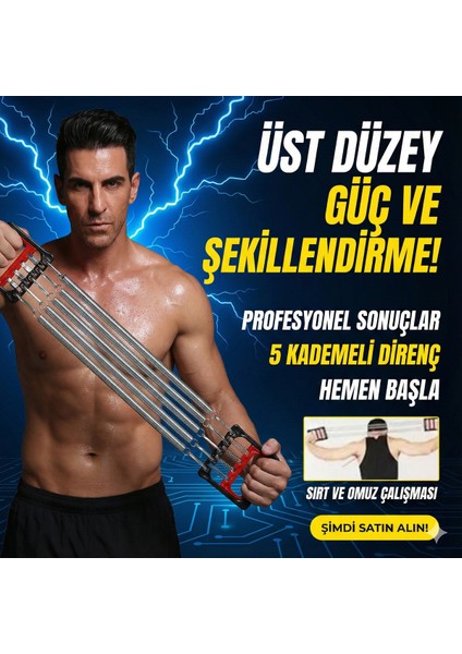 5 Yaylı Ayarlanabilir Çelik Göğüs Yayı - Profesyonel Kol, Omuz ve Sırt Egzersiz Aleti modelleri